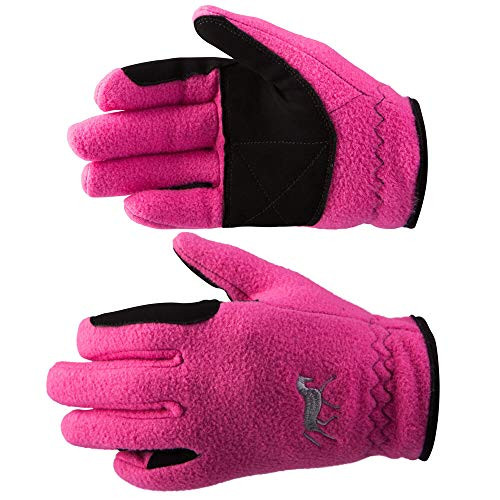 HORZE Kids Fleece Gloves Deep Coral Pink 4