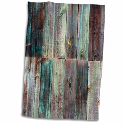 3D Rose Photograph of Turquoise and Brown Distressed Wood TWL_213532_1 Towel 15 inch x 22 inch