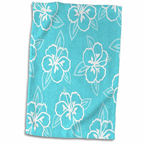 3D Rose Hawaiian Hibiscus Flower Print-Light Blue and White Hand/Sports Towel 15 x 22 3D Rose Hawaiian Hibiscus Flower Print-Light Blue and White Hand/Sports Towel 15 x 22