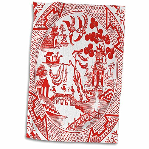 3dRose Willow Pattern Towel 15 inch x 22 inch