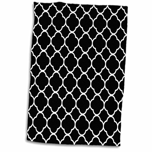 3D Rose Image of Black and White Quatrefoil Pattern Hand Towel 15 inch x 22 inch Multicolor 3D Rose Image of Black and White Quatrefoil Pattern Hand Towel 15 inch x 22 inch Multicolor