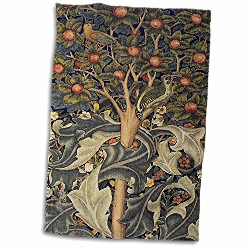 3D Rose Image of William Morris Woodpecker in Gray Orange and Ivory Hand Towel 15 inch x 22 inch 3D Rose Image of William Morris Woodpecker in Gray Orange and Ivory Hand Towel 15 inch x 22 inch