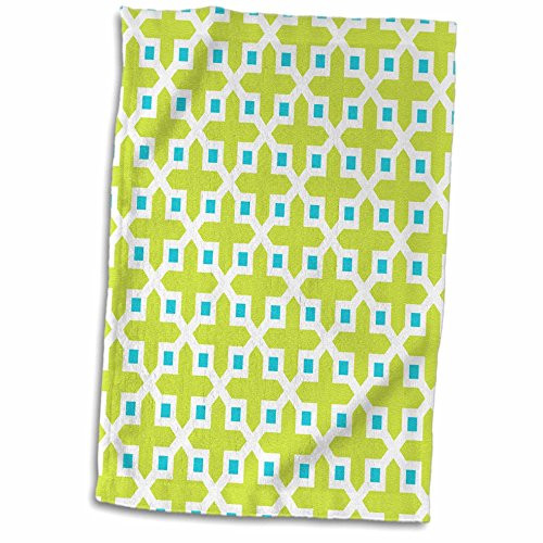 3D Rose Cross Pattern Lime Green and Turquoise TWL_195235_1 Towel 15 inch x 22 inch Multicolor