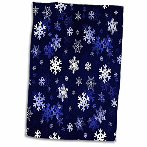 3D Rose Dark Blue Winter Christmas Snowflakes with A Seamless Pattern Hand Towel 15 inch x 22 inch Multicolor
