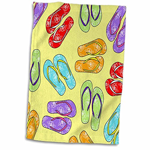 3D Rose Colorful Flip Flop Print-Yellow Background Hand/Sports Towel 15 x 22 3D Rose Colorful Flip Flop Print-Yellow Background Hand/Sports Towel 15 x 22