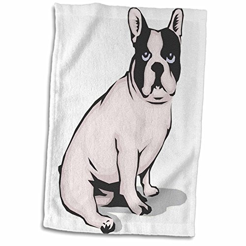 3D Rose Cute and Cuddly Canine Sitting French Bulldog Towel 15 inch x 22 inch