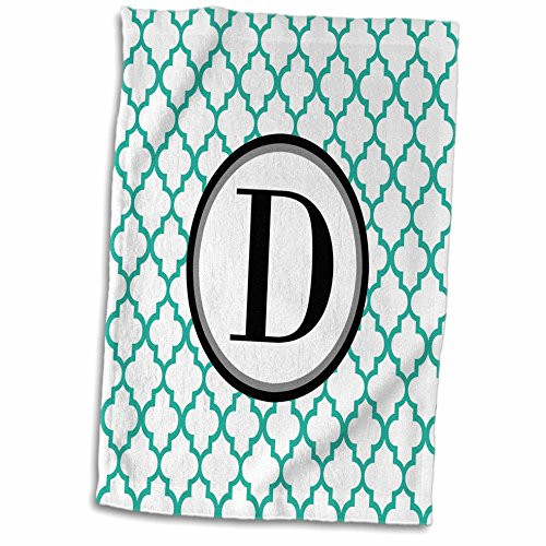 3D Rose TWL_252251_1 inch Mint Green Pattern Monogram Initial D Towel 15 inch x 22 inch Multicolor