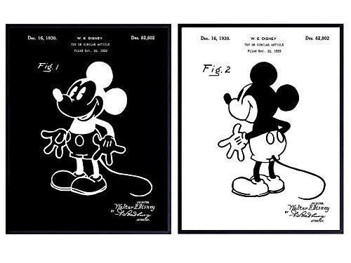 Original Mickey Mouse Patent Prints Set - Vintage Mickey Mouse Wall Decor - Unique Gift for Disney World Fans - Decorations for Boys Girls Kids Room or Nursery - 8x10 UNFRAMED Wall Art Posters Original Mickey Mouse Patent Prints Set - Vintage Mickey Mouse Wall Decor - Unique Gift for Disney World Fans - Decorations for Boys Girls Kids Room or Nursery - 8x10 UNFRAMED Wall Art Posters