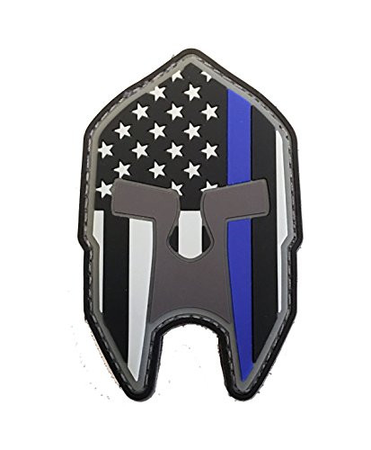 Stevens Tactical Shop Subdued Thin Blue Line American Flag Spartan Helmet PVC Patch