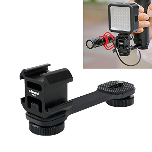 Triple Cold Shoe Mount Gimbal Extension Bracket Universal Mic Stand and Light Mount Plate Adapter for Zhiyun Smooth 4/Smooth Q/DJI OSMO Mobile 2/Feiyu Vimble 2 Gimbal Stabilizer Accessories
