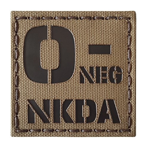 Coyote Brown Tan Infrared IR ONEG NKDA O- Blood Type Arid 2x2 Tactical Morale Touch Fastener Patch