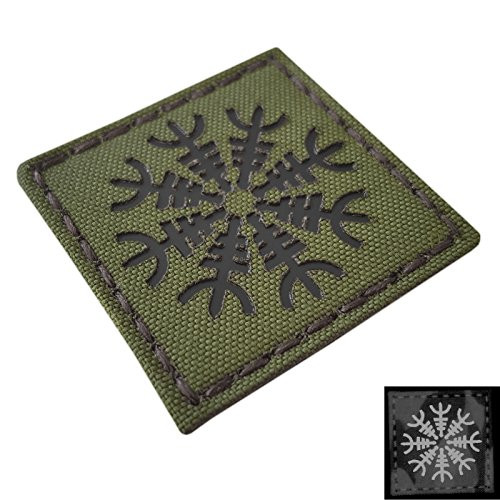 IR Olive Drab OD Green Infrared Aegishjalmur Helm of Awe Viking Norse 2x2 IFF Tactical Morale Hook-and-Loop Patch IR Olive Drab OD Green Infrared Aegishjalmur Helm of Awe Viking Norse 2x2 IFF Tactical Morale Hook-and-Loop Patch
