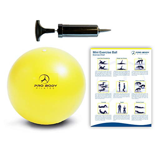 Mini Exercise Ball with Pump - 9 Inch Small Bender Ball for Stability Barre Pilates Yoga Core Training and Physical Therapy -Yellow-