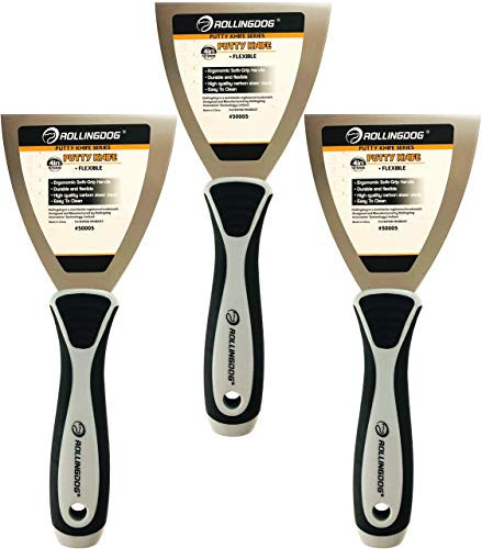 Toughest Tools Putty Knife - 4 inch - Paint Scraper - Scraper Tool - Spackle Knife - Wood Scraper - Drywall Knife - Joint Knife - Spackle Tool -3 Pack-