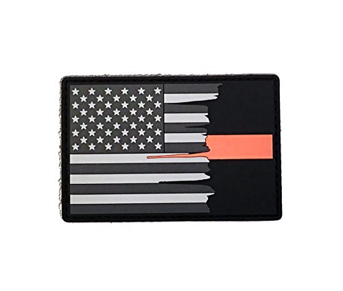 Stevens Tactical Shop Subdued Tattered American Flag Thin Orange Line PVC Patch
