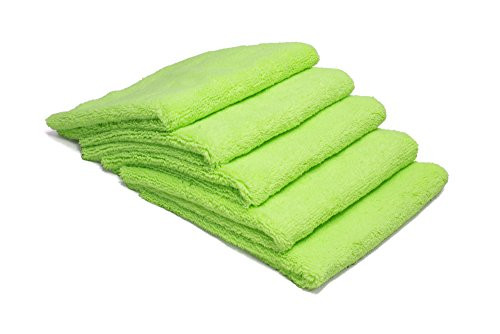 Autofiber Zeroedge Detailing Towel -Pack of 5- Edgeless Microfiber Polishing Buffing Window Glass Waterless Rinseless Car Wash Towels -Green-