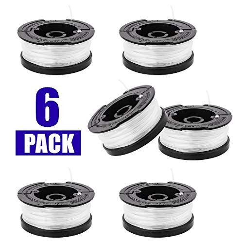 KICAS 6 Packs Compatible with Black and Decker Line String Trimmer Replacement Spool 30ft 0.065 inch Autofeed Replacement Spools AF-100 Pre-Wound Weed Eater Spool