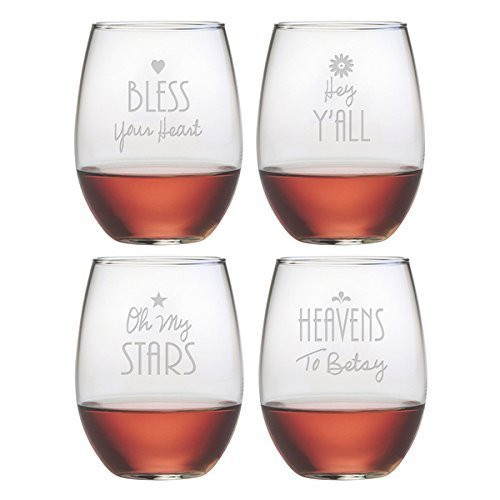 Southern Sayings Stemless Wine Glass (Set of 4) by Susquehanna Glass