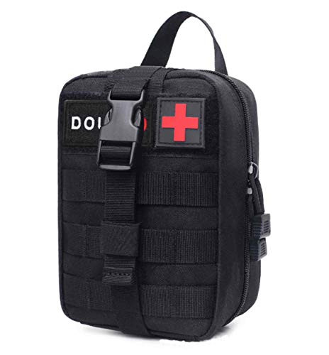DOUN First Aid Pouch Rip-Away EMT Tactical MOLLE Medical First Aid IFAK Utility Bag -Black-
