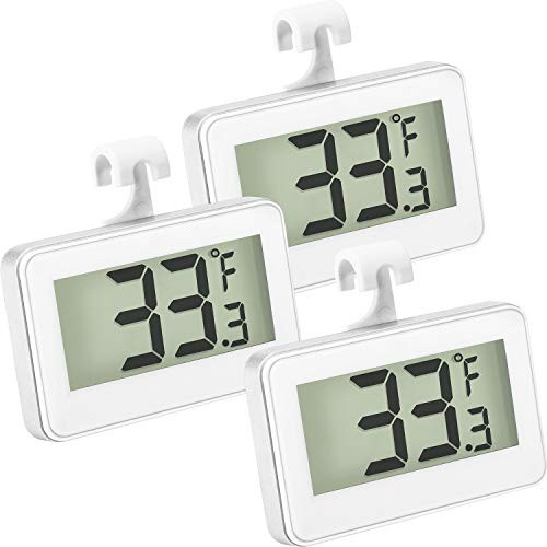 Refrigerator Thermometer Digital Freezer Thermometer Room Fridge Thermometer LCD Display Waterproof Freezer Thermometer with Hook for Temperature Reading -3-