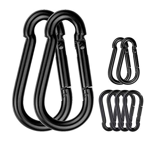 3 inch Heavy Duty Carabiner Clip Black Spring Snap Hook M8 Quick Link Buckle Clip for Outdoor Camping Hiking Hammock Swing ?8?