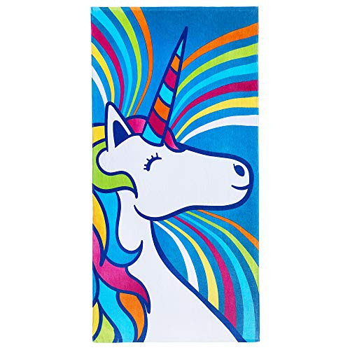 Beachland Happy Unicorn Beach Towel 30 x 60 inch 100 percent Cotton Rainbow Colors Beachland Happy Unicorn Beach Towel 30 x 60 inch 100 percent Cotton Rainbow Colors