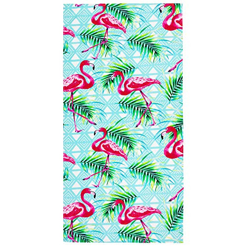 Beachland Flamingo Beach Towel 30 x 60 inch 100 percent Cotton -Flamingo Tropical Leaves One Towel- Beachland Flamingo Beach Towel 30 x 60 inch 100 percent Cotton -Flamingo Tropical Leaves One Towel-