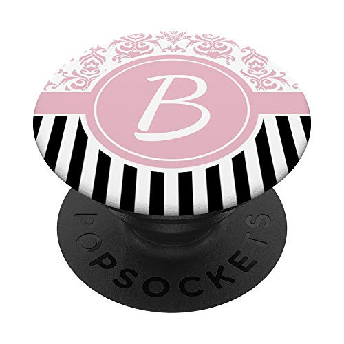 Monogram Phone Grip B Pink Damask Letter B PopSockets PopGrip Swappable Grip for Phones  and  Tablets