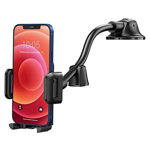 Mpow Car Phone Mount Dashboard Windshield Car Phone Holder with Long Arm Strong Sticky Gel Suction Cup Anti-Shake Stabilizer Compatible iPhone 12 11 pro/11 pro max/XS/XR/X/8/7Galaxy Moto and More