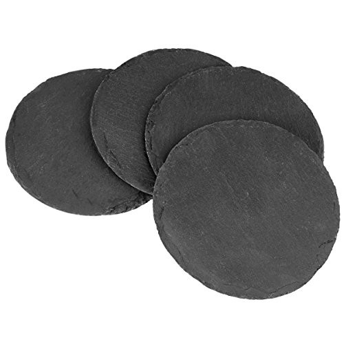 rockcloud Natural Slate Coasters Set of 4 Handmade Coasters For Drinks Beverages Wine Glasses Furniture Protection Circle