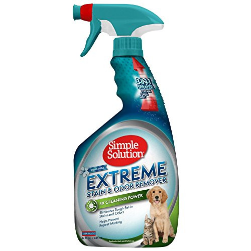 Simple Solution Extreme Pet Stain and Odor Remover - Enzymatic Cleaner with 3X Pro-Bacteria Cleaning Power - Spring Breeze 32 Ounces