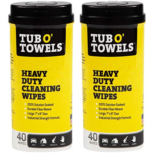 Tub O Towels Heavy-Duty 7 inch x 8 inch Size Multi-Surface Cleaning Wipes 40 Count Per Canister