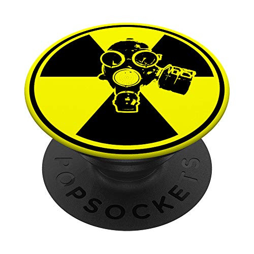 Yellow Toxic Shock Warning Nuclear Fallout Gas Mask PopSockets PopGrip Swappable Grip for Phones  and  Tablets