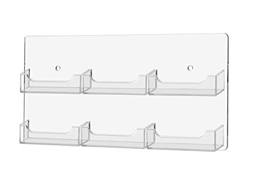 Marketing Holders 6 Pocket Wall Mount Business or Gift Card Holder Display Rack Clear Acrylic