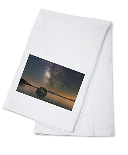 California  and  Nevada - Milky Way Galaxy Rising over Lake Tahoe and Bonsai Rock 9013187 -100 percent Cotton Kitchen Towel-