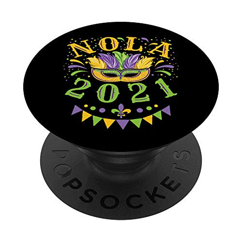 NOLA 2021 Mardi Gras New Orleans Souvenir Carnival Mask PopSockets PopGrip Swappable Grip for Phones  and  Tablets