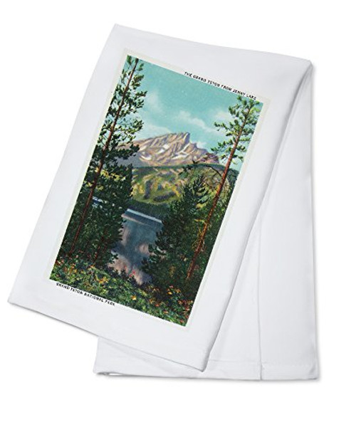 Grand Teton National Park Wyoming Grand Teton from Jenny Lake Vintage Halftone -100 percent Cotton Kitchen Towel- Grand Teton National Park Wyoming Grand Teton from Jenny Lake Vintage Halftone -100 percent Cotton Kitchen Towel-