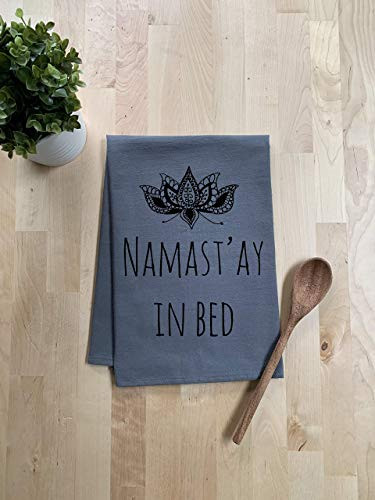Funny Dishcloth/Tea Towel ~ Namastay In Bed ~ Funny Kitchen Cloth Pun ~ Gray
