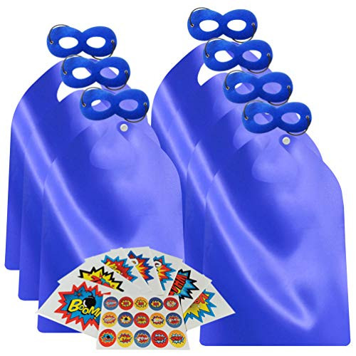 ADJOY Superhero Capes and Masks for Kids - Birthday Party Dress Up Costumes Kids Capes - 6 Sets Pack -Blue-