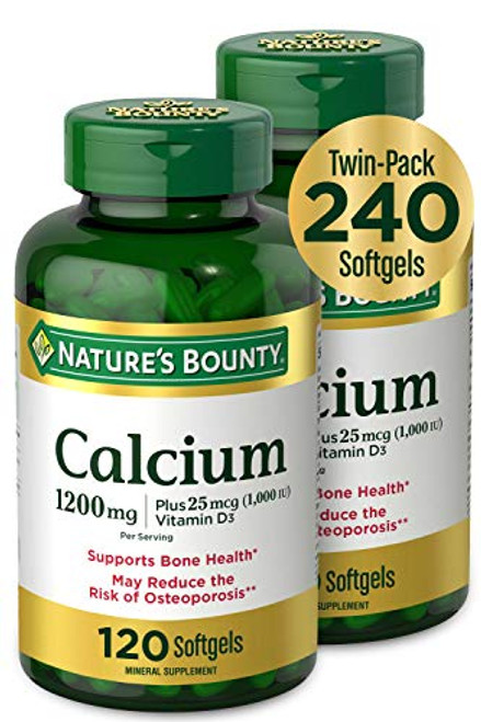 Calcium  and  Vitamin D by Natures Bounty Immune Support  and  Bone Health 1200mg Calcium  and  1000IU Vitamin D3 120 Softgels -2-Pack-