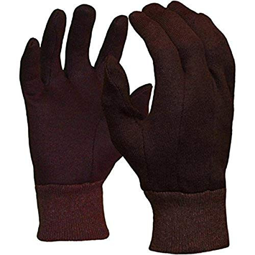 Azusa Safety C47100 Polyester/Cotton Safety Work Gloves Brown Jersey Gloves Large -Pack of 12 Pairs-
