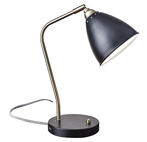 Adesso 3463-01 Chelsea 16"-21" Desk Lamp, Black, Smart Outlet Compatible