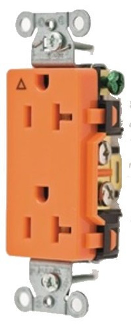 Hubbell Wiring Systems IG20DR SpikeShield Style Line Commercial Specification Grade Straight Blade Isolated Ground Decorator Receptacle 125V 20A 1 HP 2-Pole 3-Wire Orange