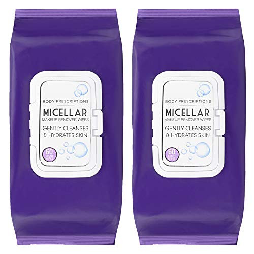 Body Prescriptions - 2 Pack -60 Count Each- Skin Cleansing Micellar Makeup Remover Wipes