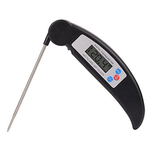 Pvnoocy Instant Read Meat Thermometer Waterproof Digital Cooking Thermometer Foldable LCD Display Kitchen Cooking Thermometer with Long Probe for Kitchen