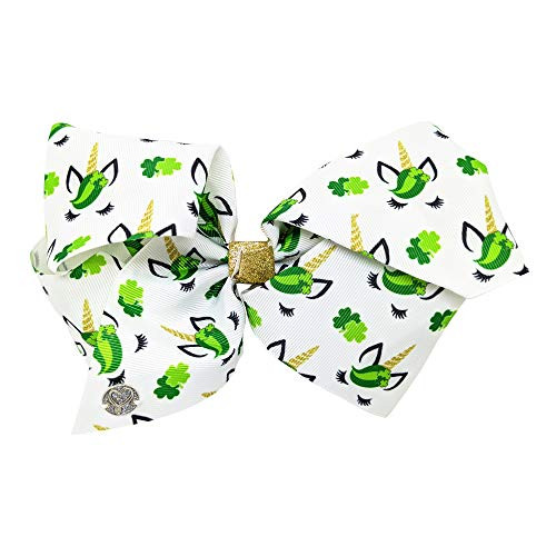 JoJo Siwa Large Cheer Hair Bow -Green Unicorns-