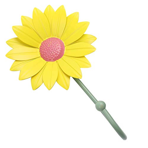 YARNOW Wall Hooks Daisy Shape Key Hat Coat Clothes Towel Robe Hooks Wall Hangers Wall Decorations Yellow
