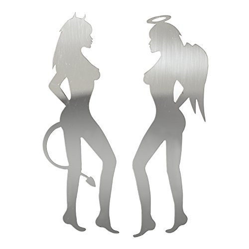 Pilot Automotive Pilot IP-3074 Silver Naked Ladies Emblem - 2 Pieces/Angel - Devil 1 Pack