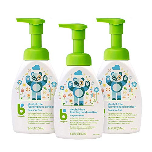 Foaming Pump Hand Sanitizer Alcohol Free Unscented Kills 99.9 percent of Germs 8.45oz- Babyganics Pack of 3 Foaming Pump Hand Sanitizer Alcohol Free Unscented Kills 99.9 percent of Germs 8.45oz- Babyganics Pack of 3