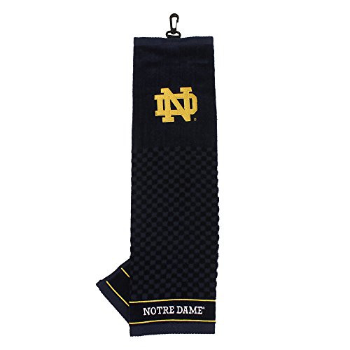 Team Golf NCAA Notre Dame Fighting Irish Embroidered Golf Towel Checkered Scrubber Design Embroidered Logo